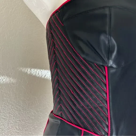 Zara faux leather sweet heart mini dress womens size large - Picture 5 of 10